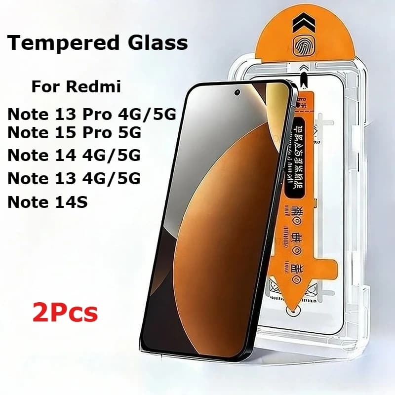 2 pezzi di vetro temperato senza polvere per Xiaomi Redmi Note 13 15 Pro 5G 14S 14, protezione per lo schermo facile da installare, vetro per telefono