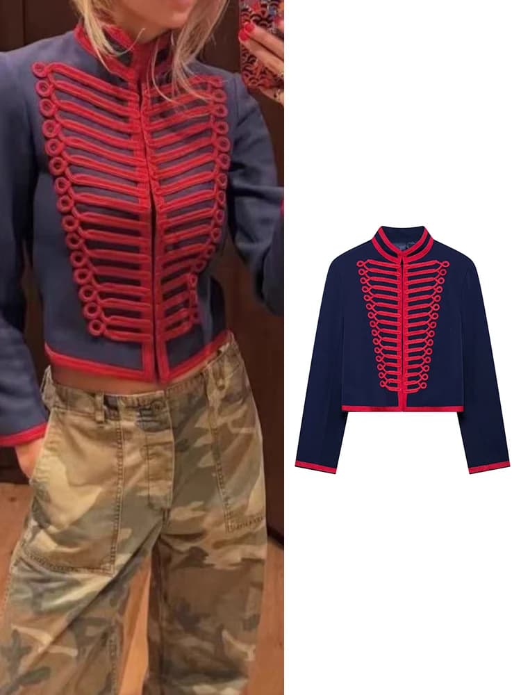 TFMLN Cappotto Chic a Contrasto per Donna, Giacca alla Moda a Maniche Lunghe con Collo Alto e Cuciture Visibili, Abbigliamento Femminile Primaverile e Autunnale per lo Street Style