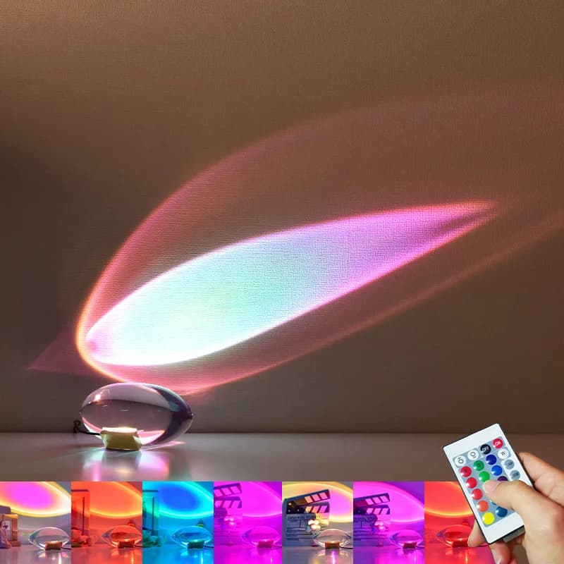 Multi Angle Cut Crystal Rainbow Projection Lamp Multi Gradient Decor Lamp For Dressing Table Living Room Desk