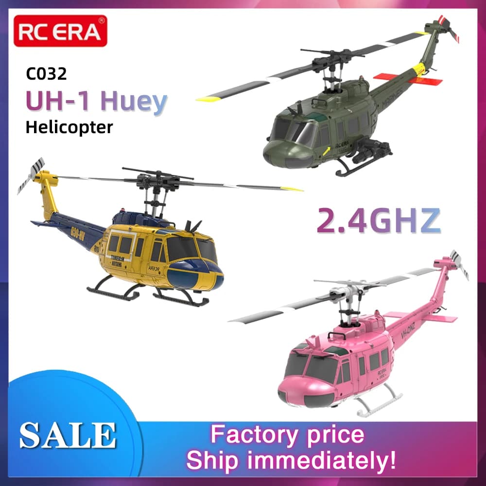 2025 NEW RC ERA RC Helicopter C032 1:48 Huey Helicopter UH-1 6-axis Gyro 6CH 3D Brushless Aircraft