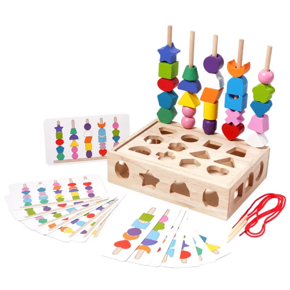 Gioco da Tavolo Interattivo Montessori per l'Apprendimento delle Forme Geometriche, Blocchi da Costruzione Portatili Fai-da-Te per Bambini