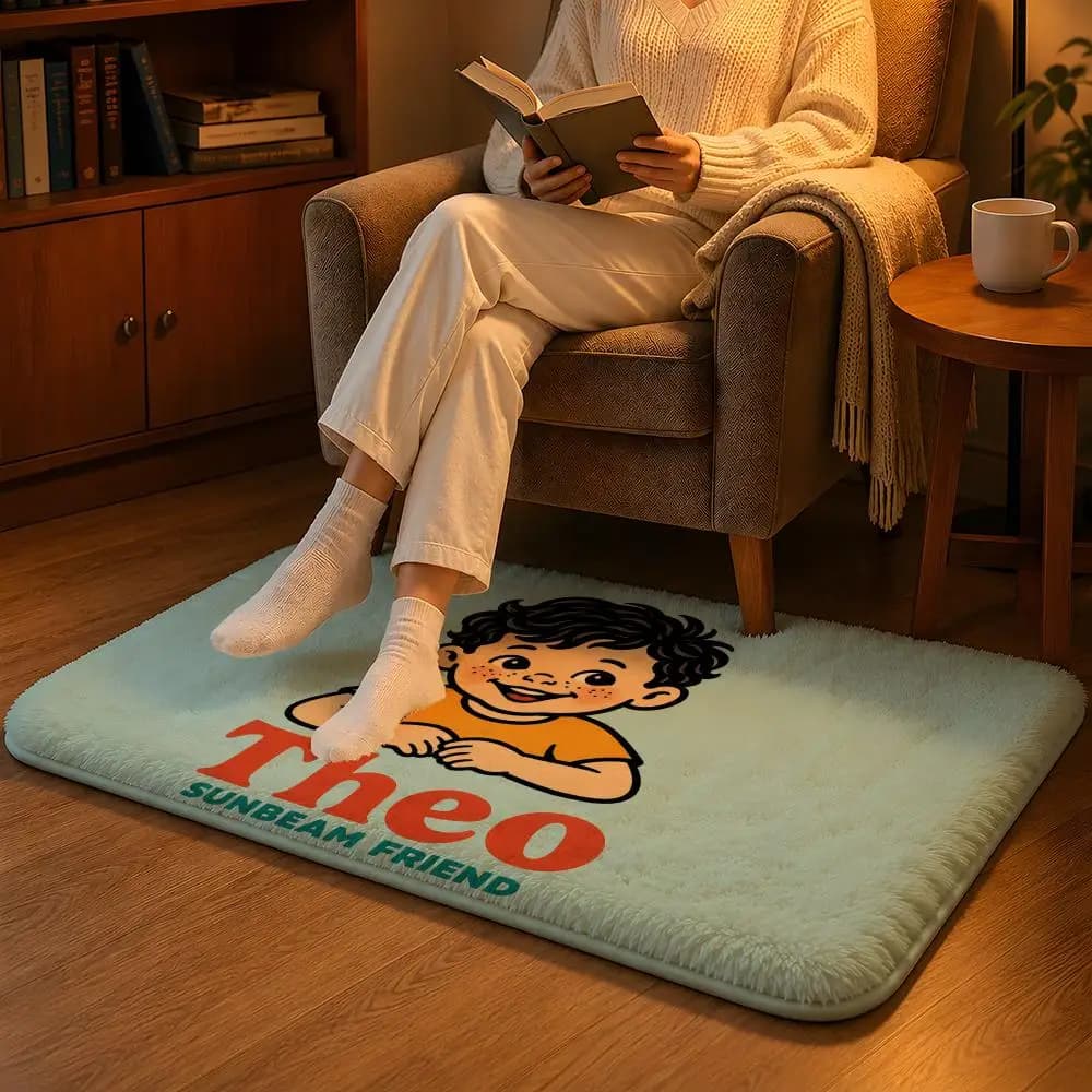 Sunny Kids Club Floor Mat Soft Flannel Non-Slip Rug Washable Floor Mat for Living Room Bedroom Home Decor