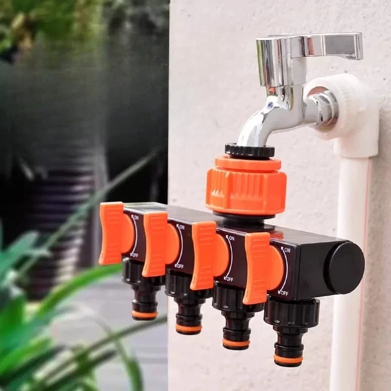 Tubo flessibile da giardino Splitter Rubinetto a 4 vie Deviatore Rubinetto Connettore per tubo flessibile Splitter Quattro interruttori indipendenti per l'irrigazione del prato domestico
