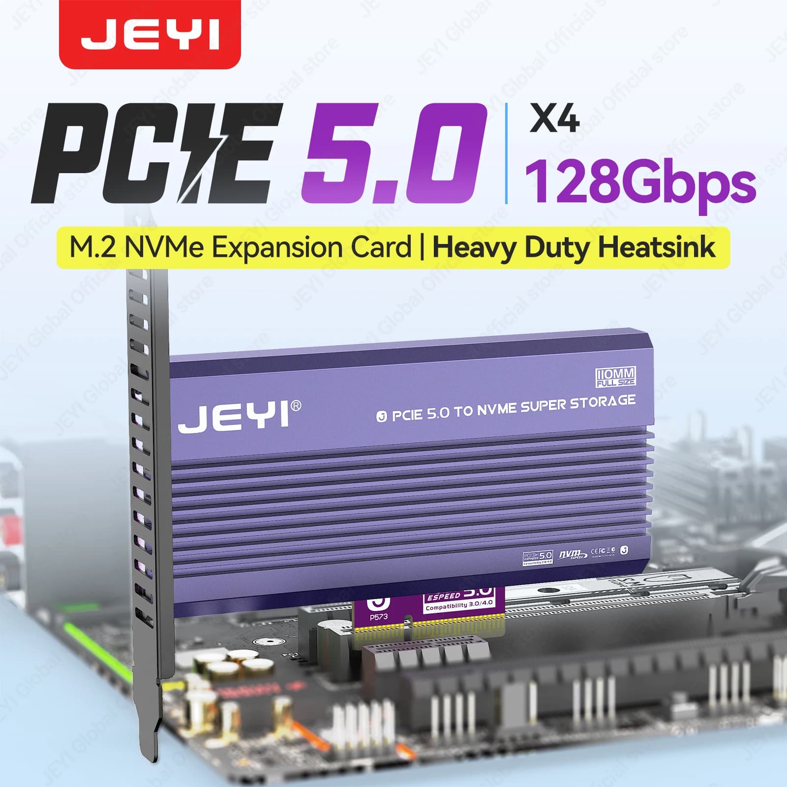 JEYI PCIe 5.0 to M.2 NVMe Expansion Card High-Speed M.2 SSD to PCIE 5.0 Adapter Card with Cool Heatsink for PCIe X4/X8/X16 SIots