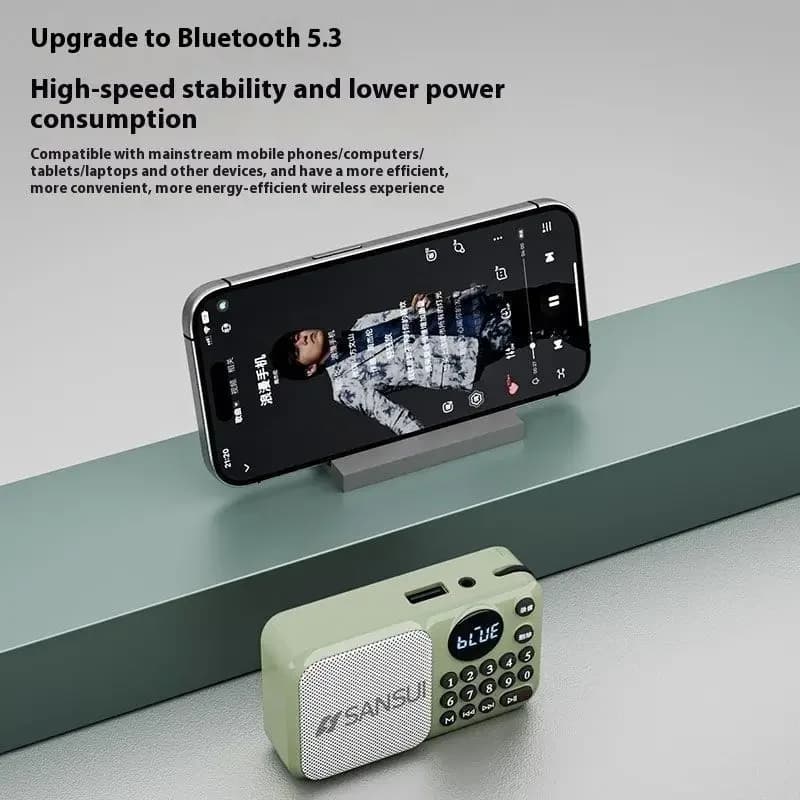 SANSUI U1 Walkman portatile multifunzionale da esterno Radio FM Altoparlante Bluetooth Lettore musicale MP3 Supporta cuffie di registrazione