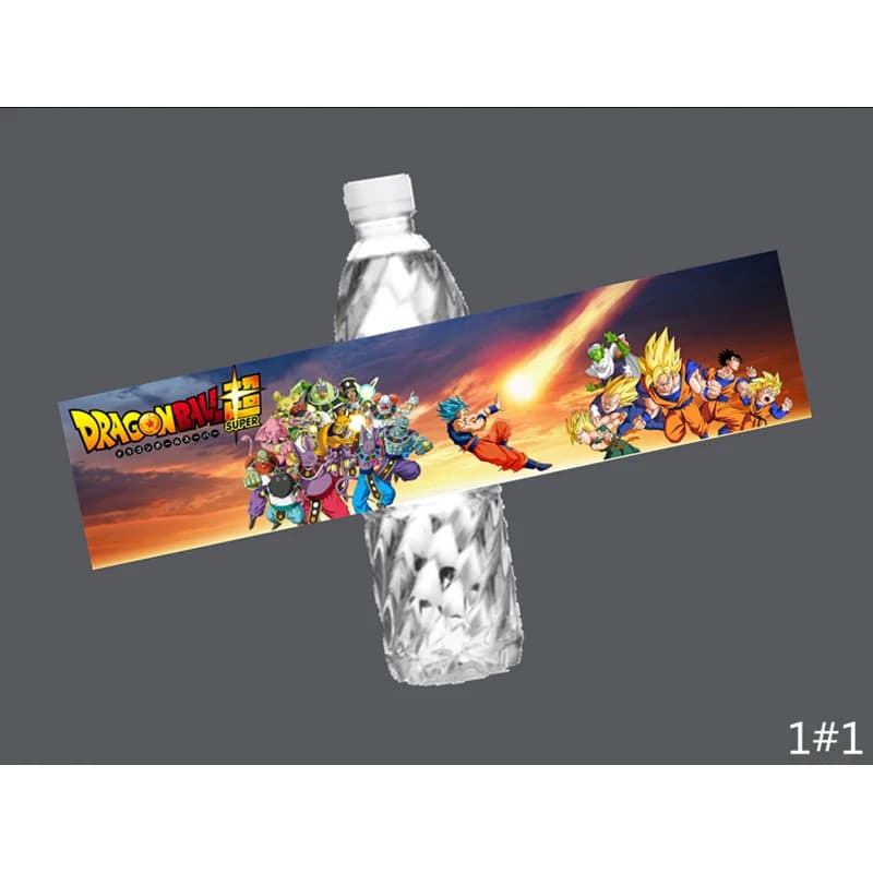 6 pezzi DRAGON BALL Gioco Tema Adesivi per bottiglie d'acqua Ragazzi e ragazze Festa di compleanno Baby Shower Decorare Etichette Forniture per imballaggio