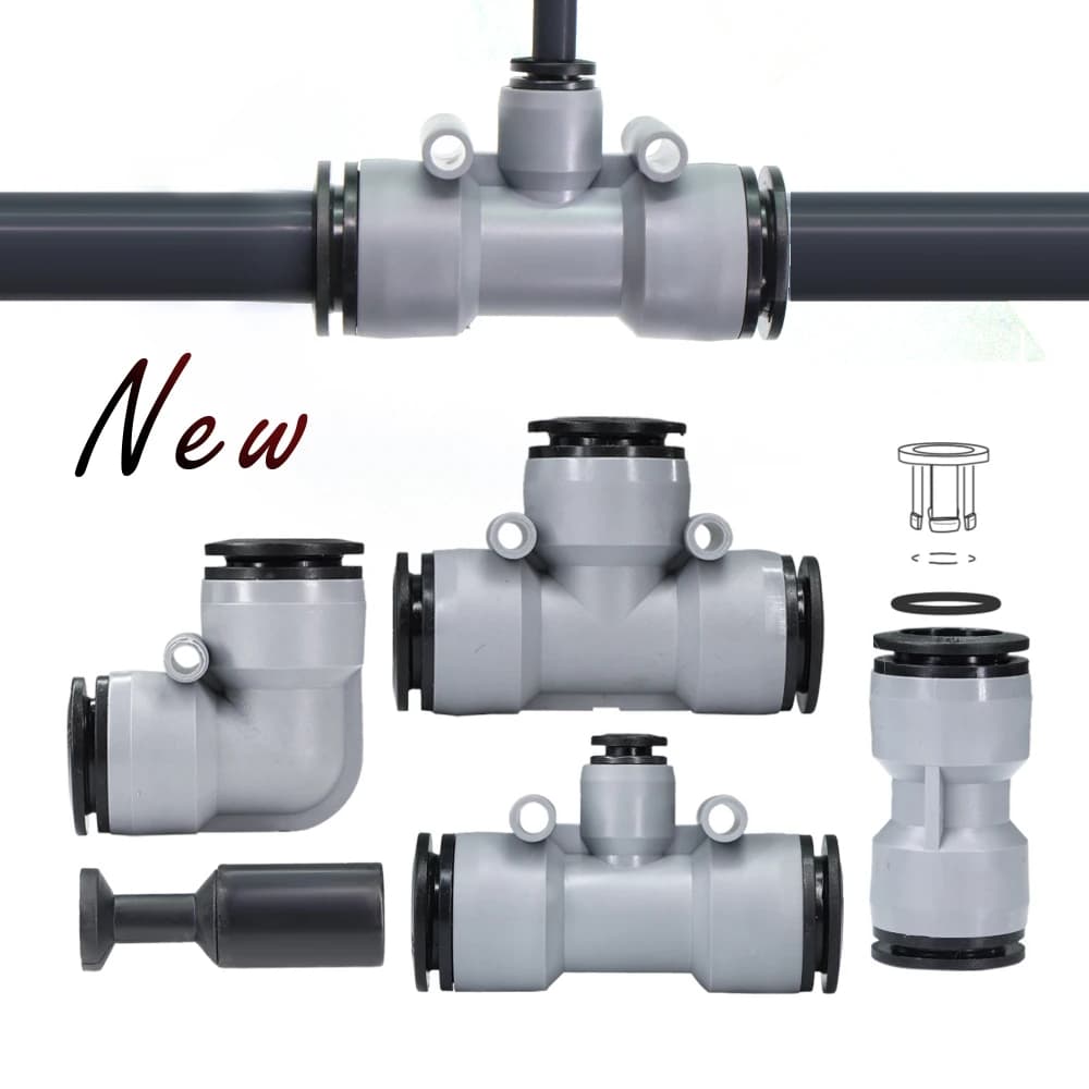1/2 "PE Tubo Connettore Giardino Serra Irrigazione a goccia Raccordi per tubi per OD-16mm Tubo di irrigazione Giunto Tee Spina a gomito diritta