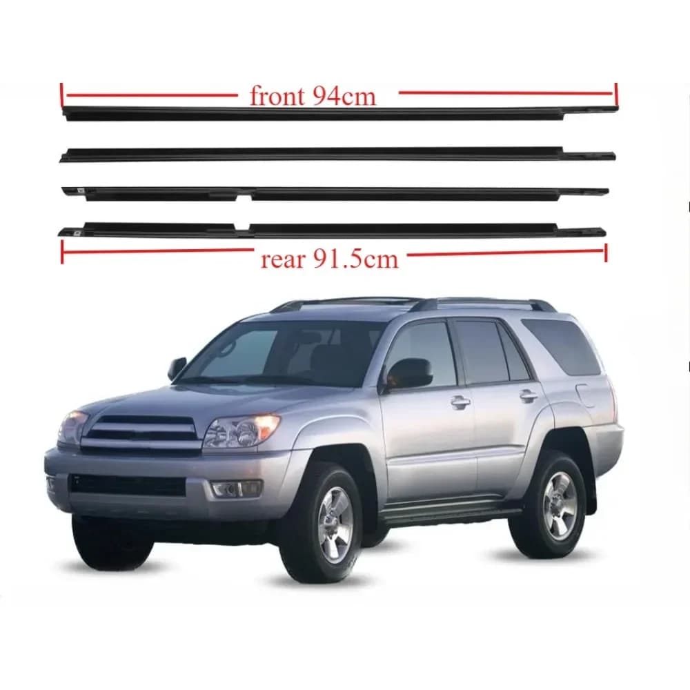 4 pezzi in gomma nera per finestre per Toyota 4Runner 68161-35060 2003-2007 protezione in vetro guarnizione guarnizione laminata esterna