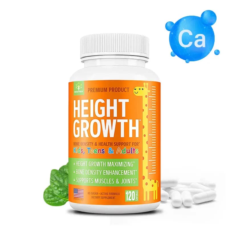 Supplement for height growth, natural stature increase with vitamin D and calcium, zinc, bone growth supplement for adults and children