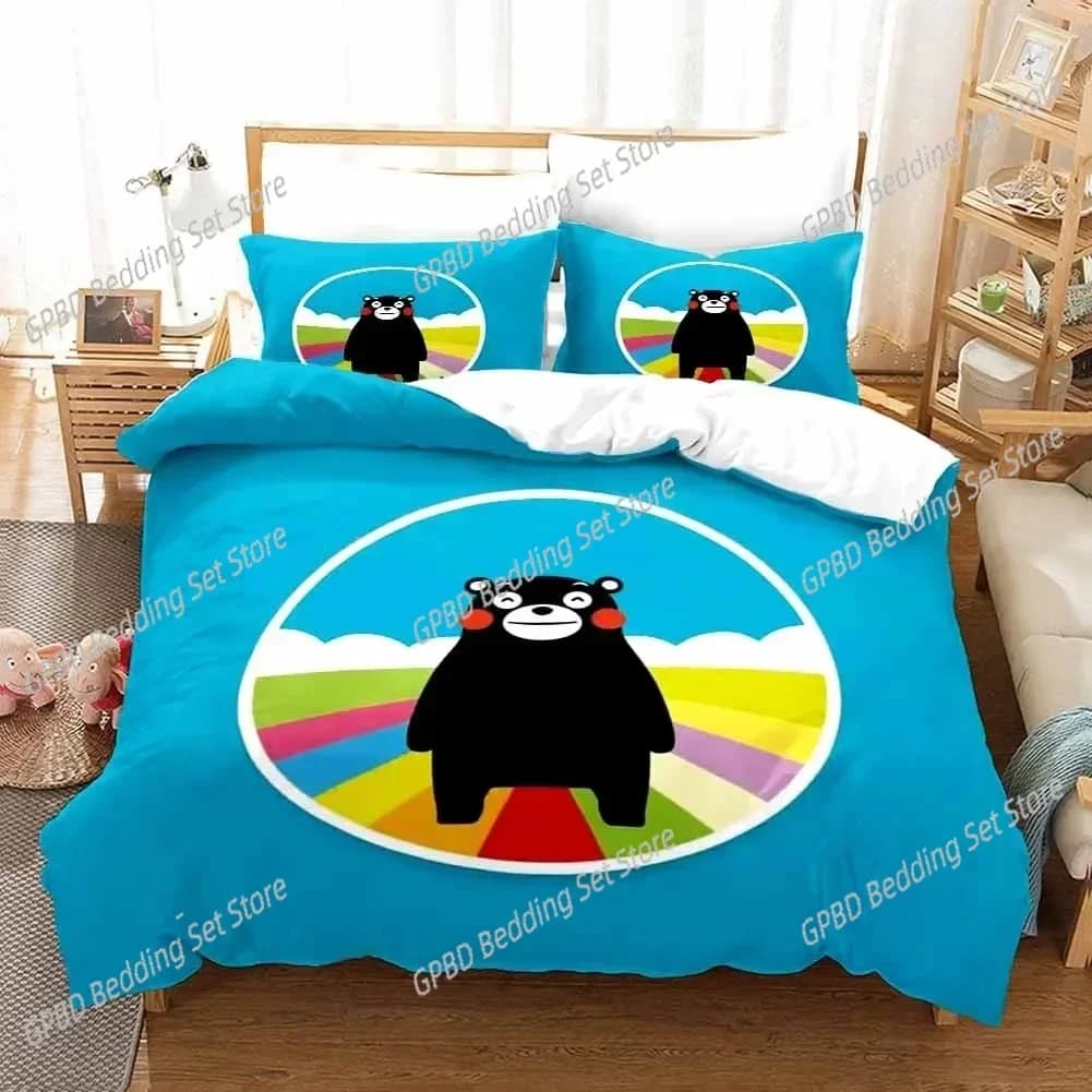Kawaii Cartoon Comics Kumamon 3D NEW Duvet Cover Pillowcase Bedding Set Adult Boy Girl Bedroom Decoration Single Double Large
