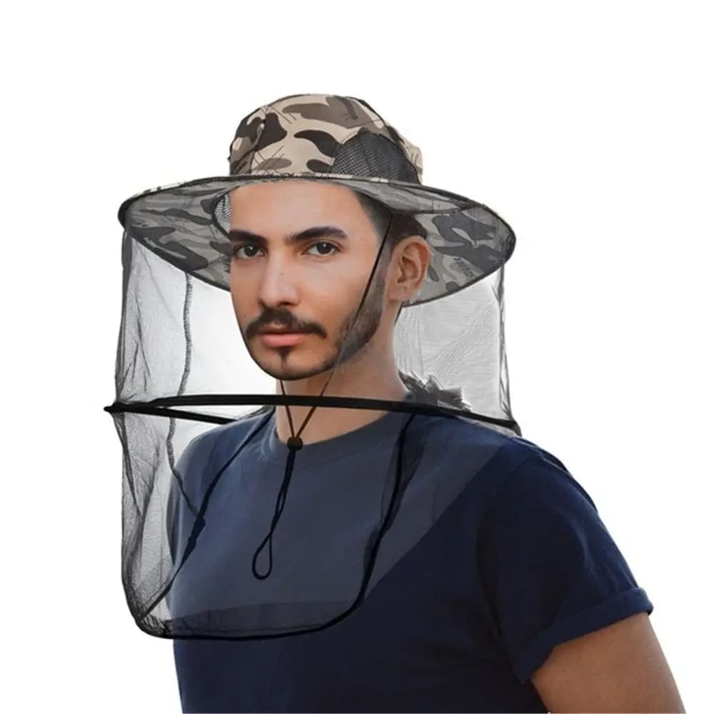 Men Women Foldable Hidden Net Mesh Insect Bee Protection Repellent Protection Outdoor Sunscreen Fishing Cap Mosquito Hat