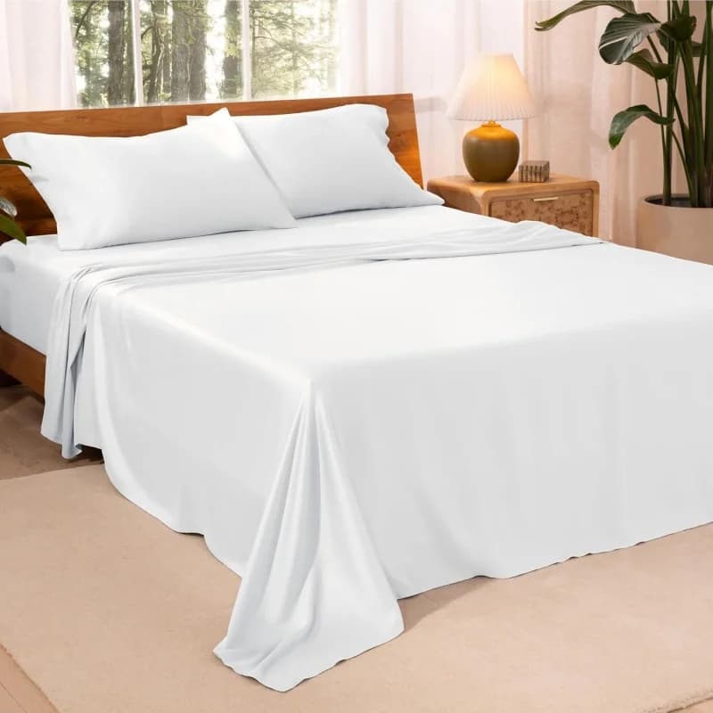 Set Bed Linen White King Size USA, Cover + Bed linen + Loyalty in Lyocell Setoso, Bed linen for Wedding and Home, Direct Shipping 4 Pieces