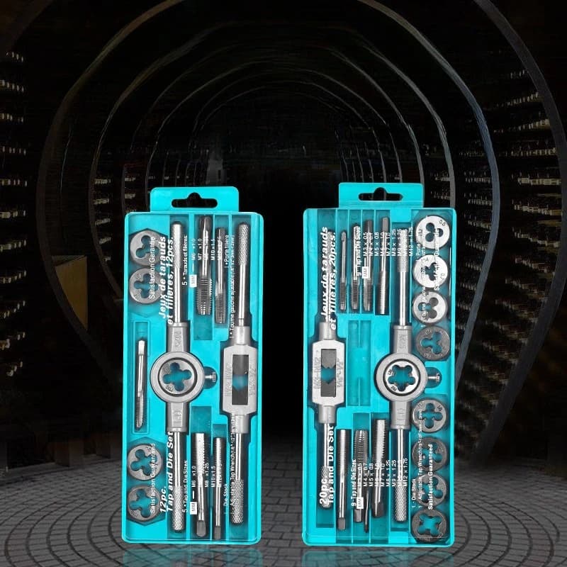 Hand Metric Tap Die Set with Tap Wrench Handle Thread Restorer Manual Threading Screw Opening Hardware Repair Tool Kit