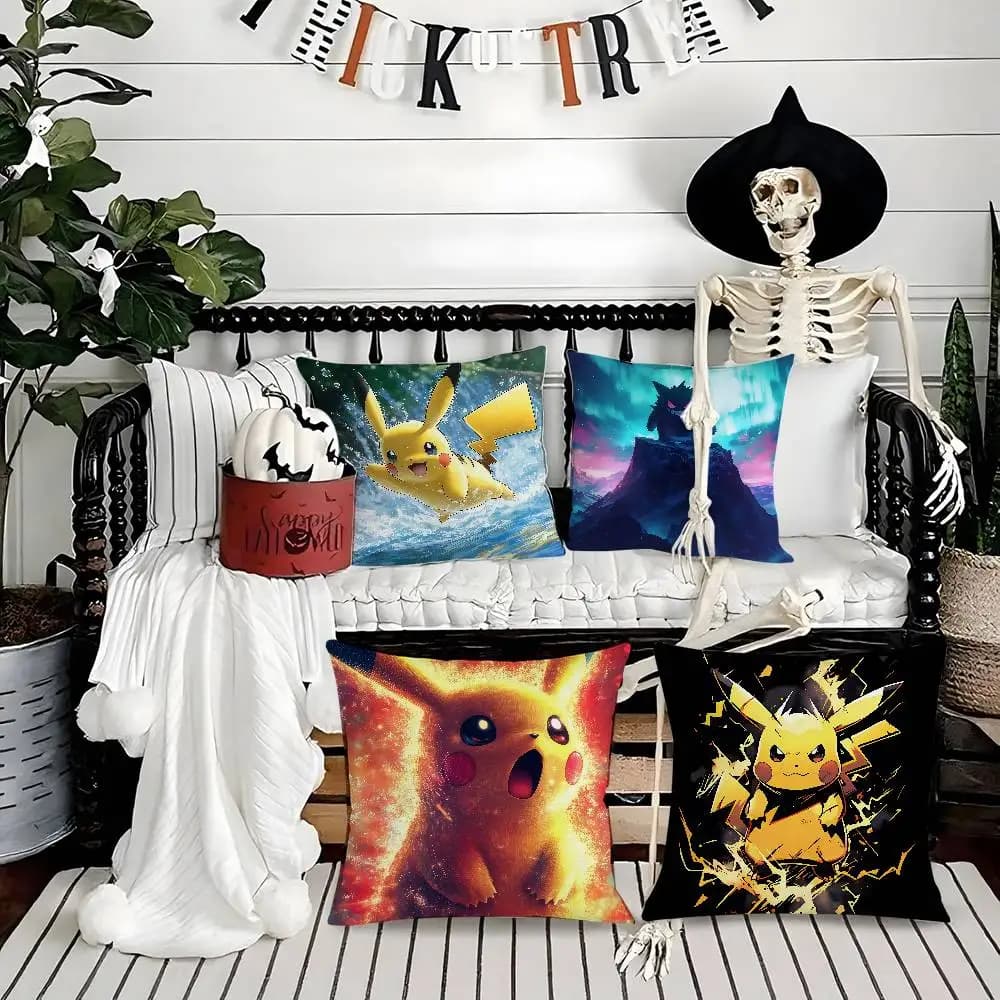 Pokemon Zoroark Anime Plush Pillow Cover Copricuscino in morbido peluche corto per divano, camera da letto, soggiorno, decorazione, regalo