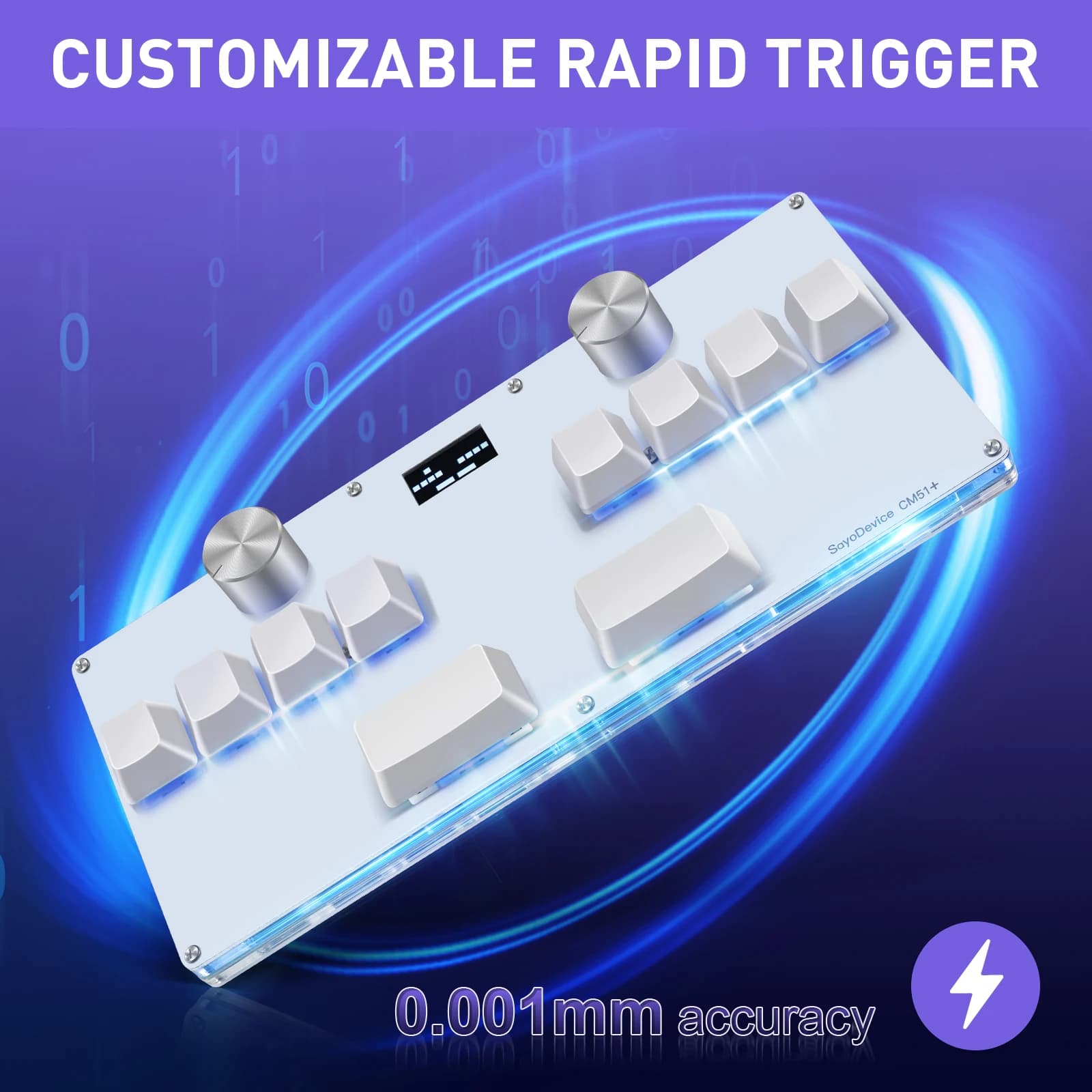 Tastiera CM51 SayoDevice OSU DJ MAX con Switch OUTEMU/Gateron, Trigger Rapido, Switch Magnetici, Schermo con Manopola, Funzioni di Copia e Incollaggio, Scorciatoie