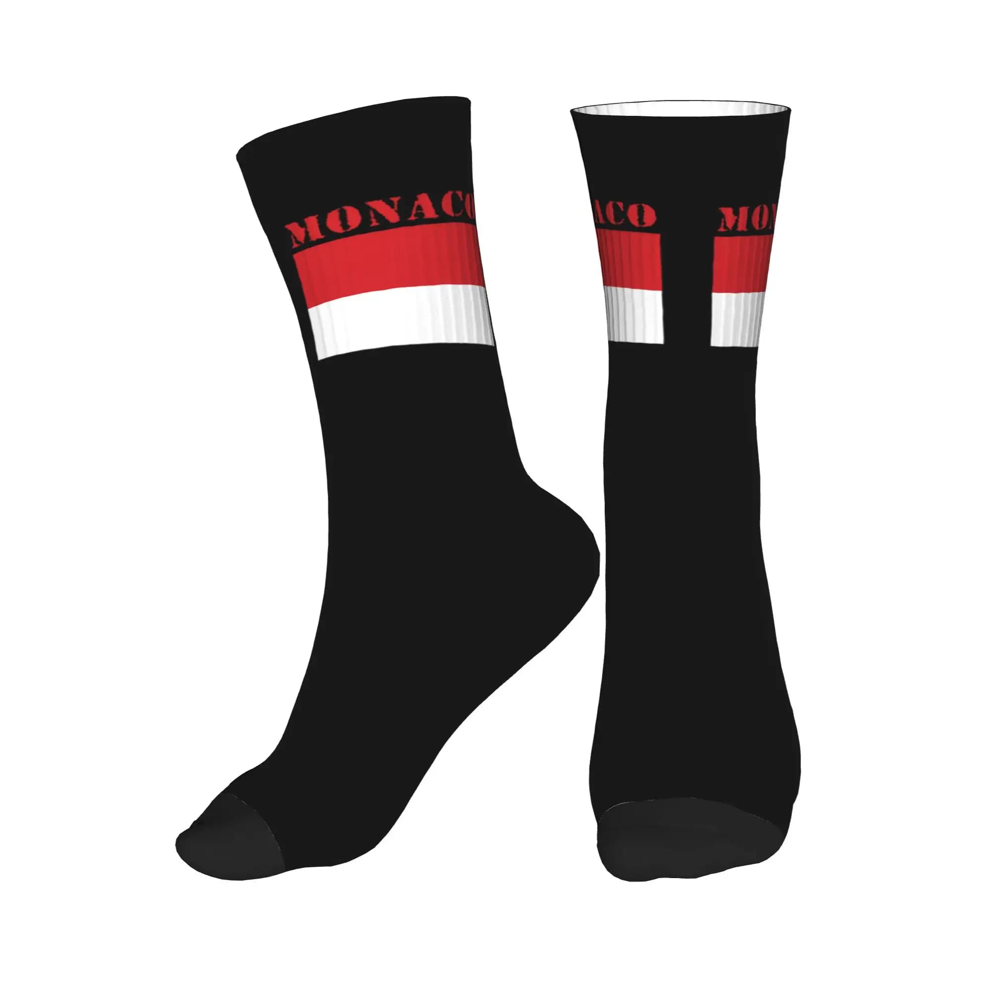 Fashionable socks with Monaco flag, sports football socks with warm 3D printing for men and women