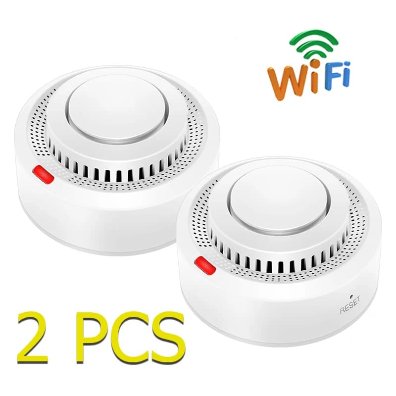 Tuya WiFi Rilevatore di fumo Sensore fotoelettrico wireless Allarme antincendio Sistema di sicurezza per cucina domestica App Smart Life Allarme sonoro
