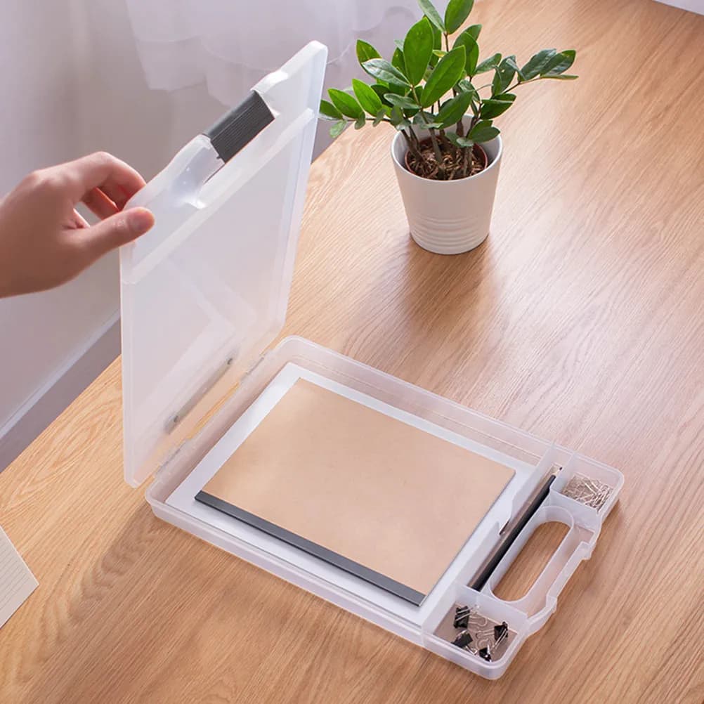 Scatola portaoggetti per blocco note da 1 pezzo, portatile, in plastica PP, leggera, con cartella portadocumenti, custodia per blocco note, organizer per uso in ufficio