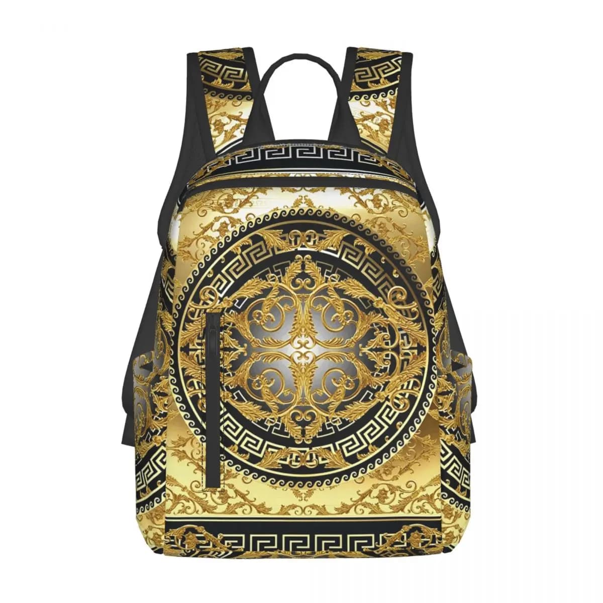 Queen Of Absolutely Everything Zaino dorato in stile barocco, borsa da giorno, borsa per libri di grande capacità, borsa da scuola, borse a tracolla per uomo e donna