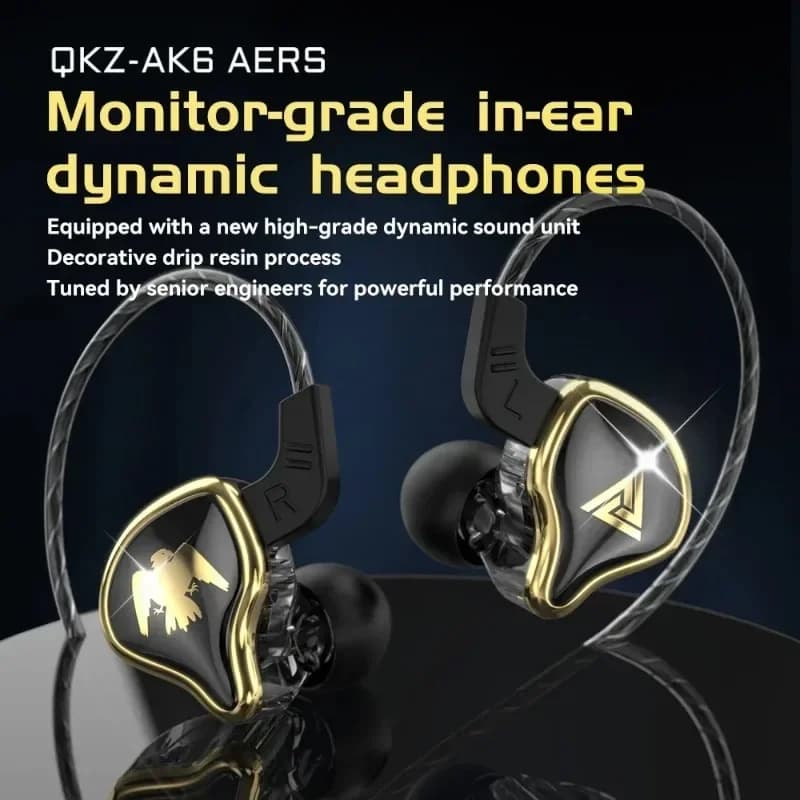 New Original QKZ AK6 Ares dynamic cable detachable HIFI music in ear sports headphones with noise cancellation PK EDX PRO