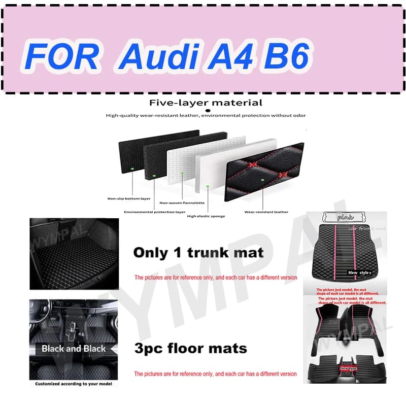 Tappetini auto di LUSSO per Audi A4 B6 2002 2003 2004 2005 2006 Auto di lusso in pelle
