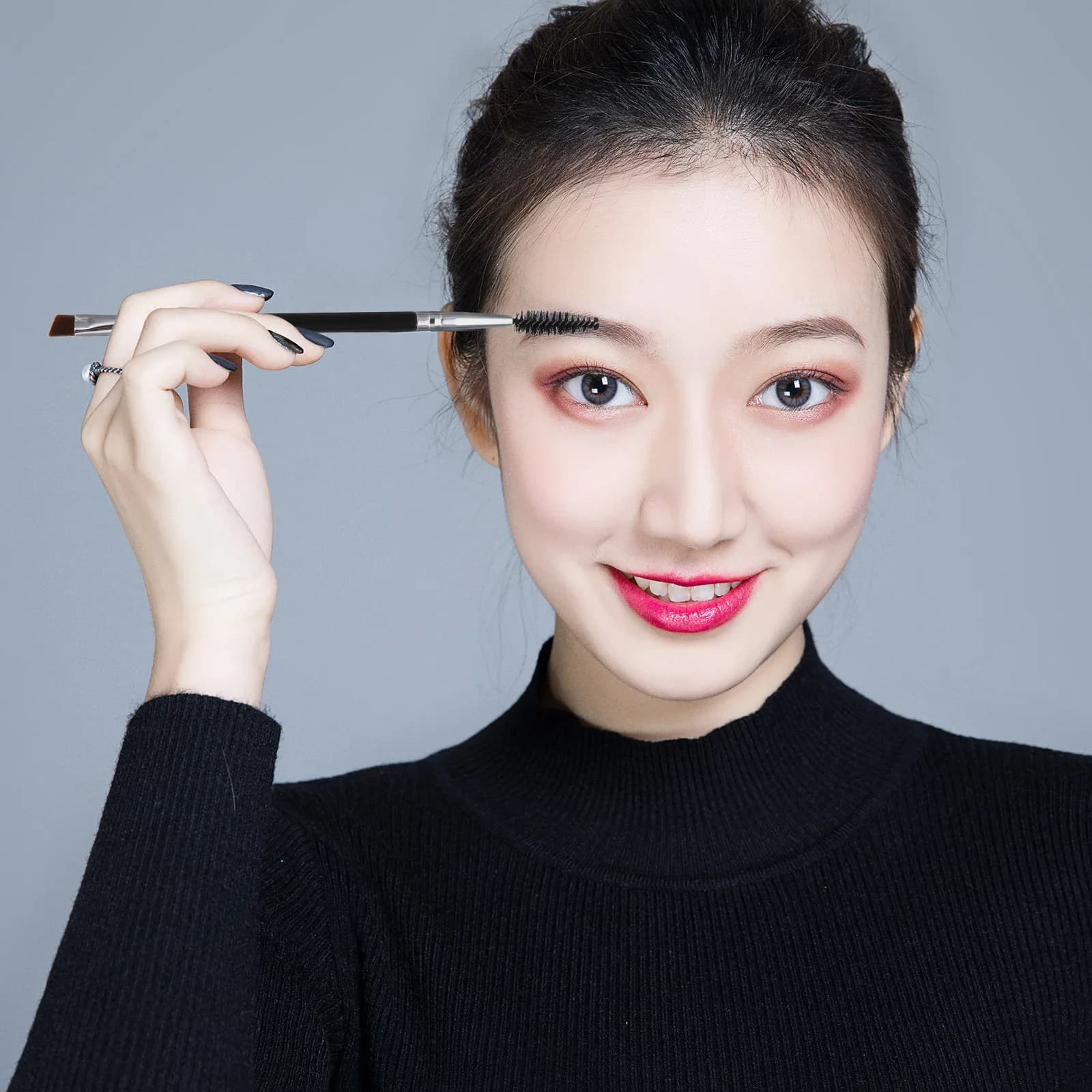 Set di 6 Pennelli Angolati per Sopracciglia, Spazzole per Ciglia, Accessori Professionali per il Trucco, Strumenti di Bellezza