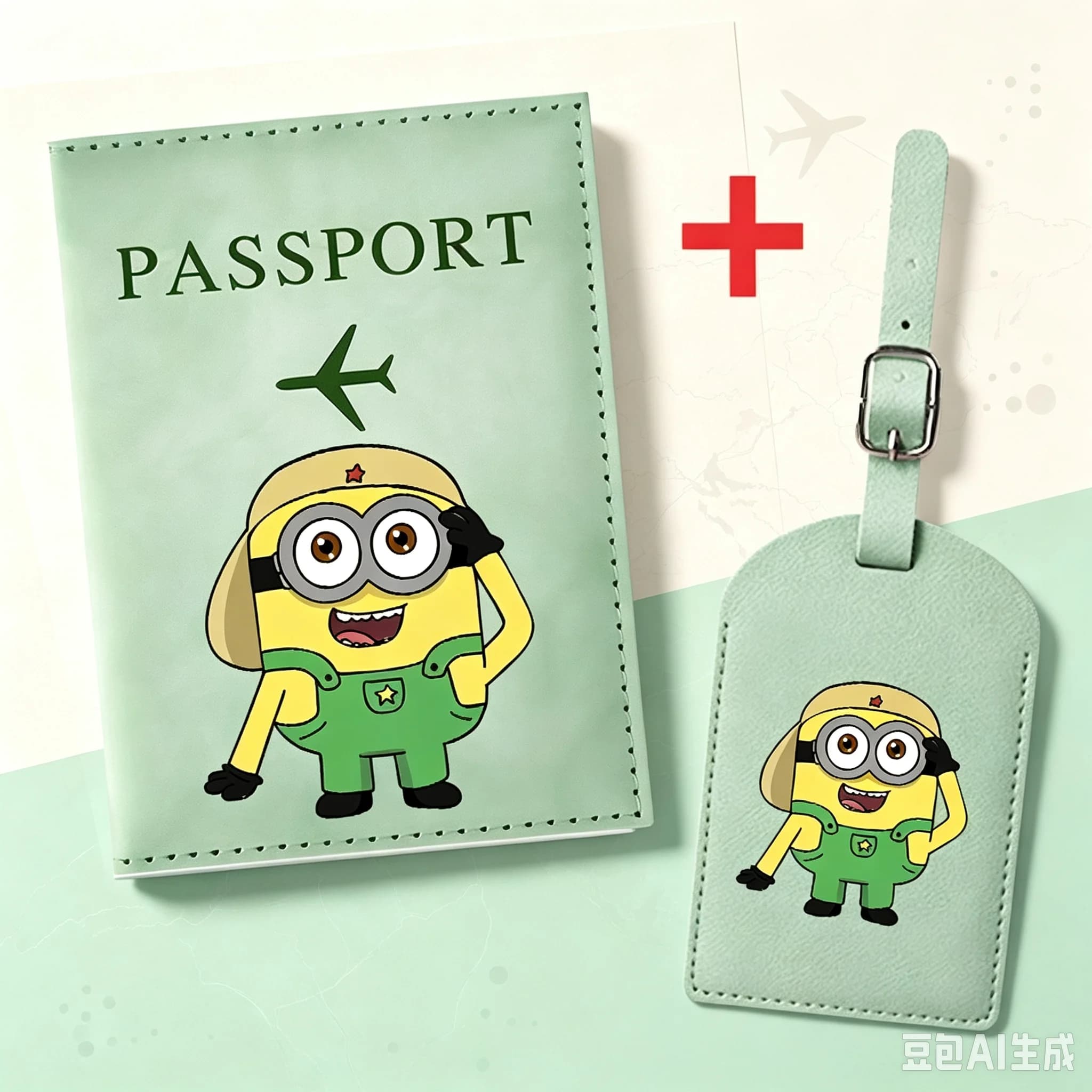 Minions smooth PU leather classic ultra-thin travel aviation luggage tag Big Eye Yellow Man Passport Holder Travel Wallet