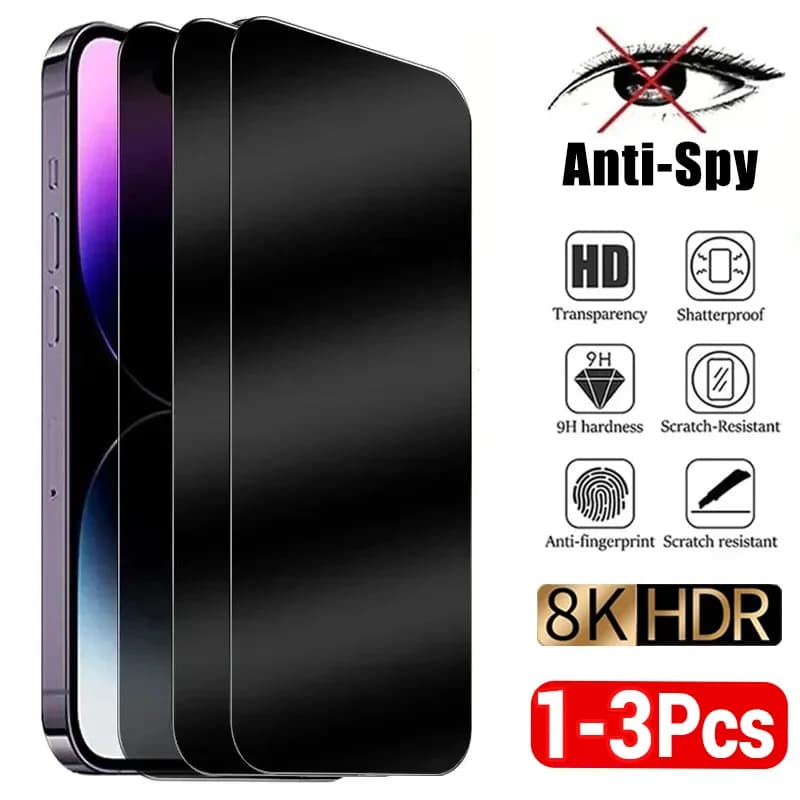 1-3 pezzi in vetro temperato anti-spia per iPhone 15 14 13 12 11 Pro Max protezione schermo privacy a copertura totale per iPhone X XS XR 7 8 Plus