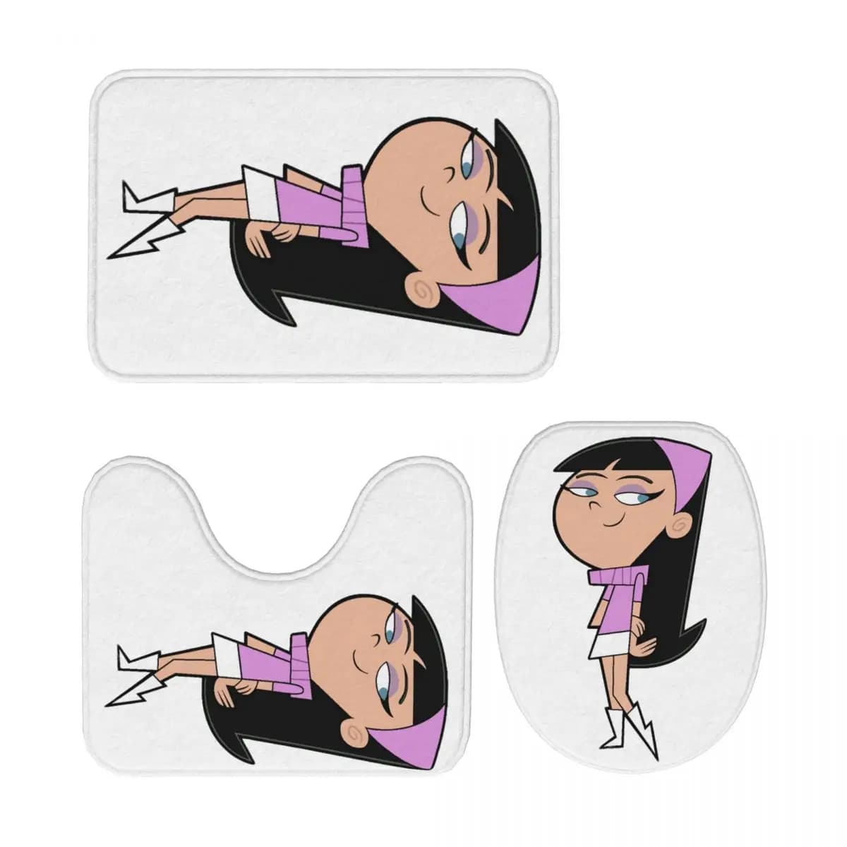 Fairly Oddparents Cosmo Tappetino da bagno 3 pezzi Set da bagno Copri coperchio per WC Decorazioni per la casa Tappeto antiscivolo