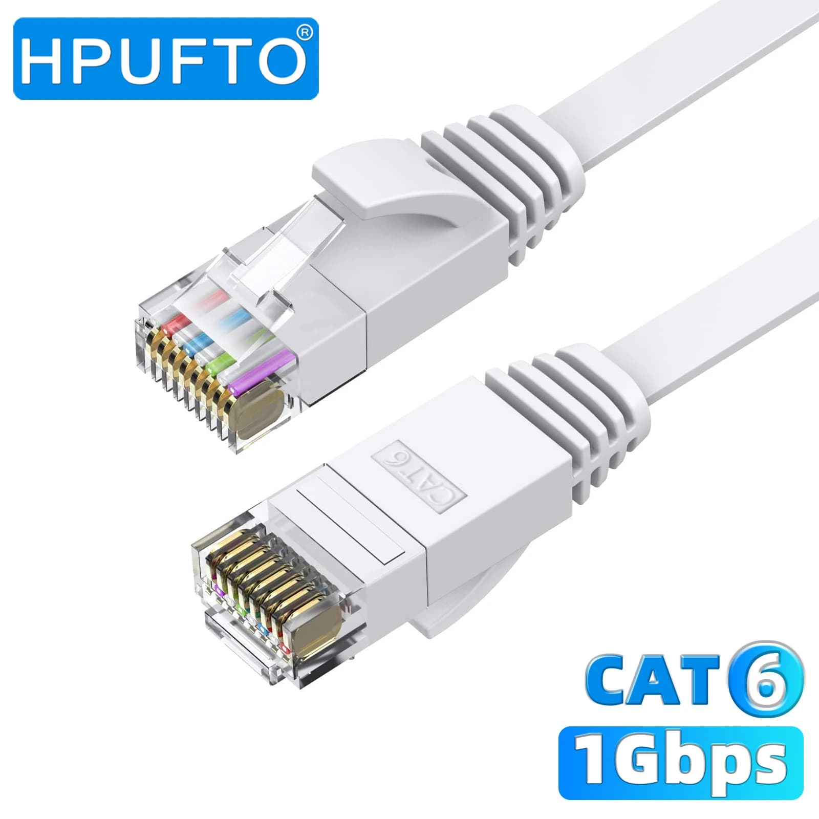 Cat 6 Ethernet Cable Flat Internet Network Cables Cat6 Ethernet Patch Cable Short White Computer LAN Cable with Snagless RJ45