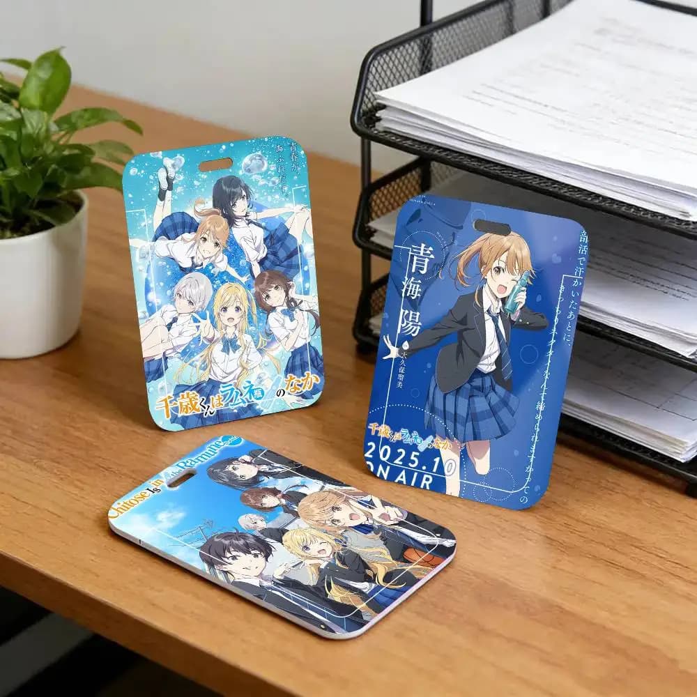 Chitose-kun Wa R-Ramune Bin No Naka Anime Black Lanyard Card Holders Student Meal Cards And Campus Ids School