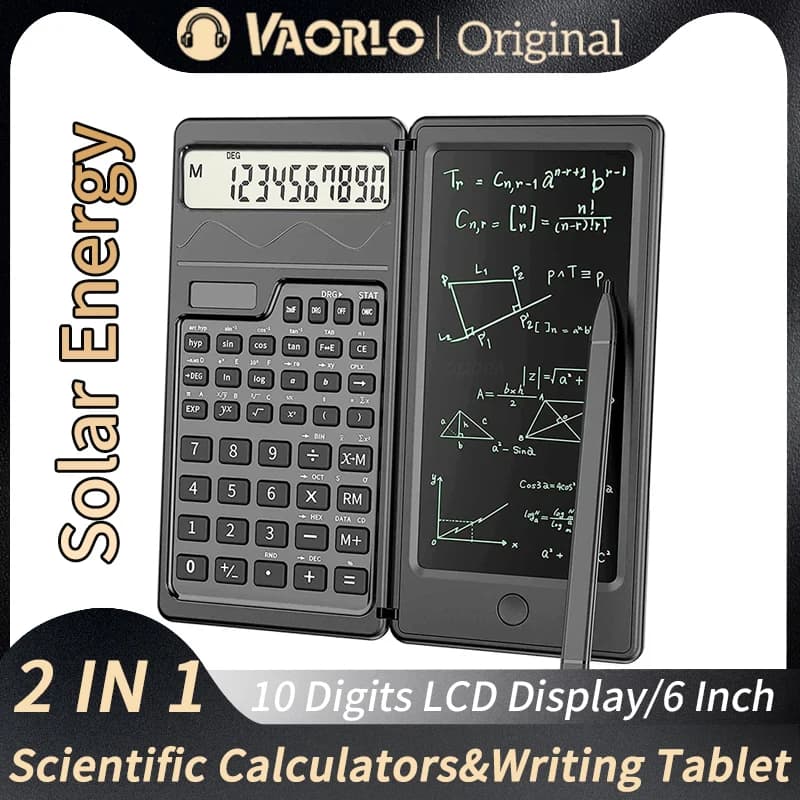 Calcolatrici scientifiche pieghevoli a energia solare e tavoletta da disegno LCD da 6 pollici con grafico per studenti d'affari in ufficio