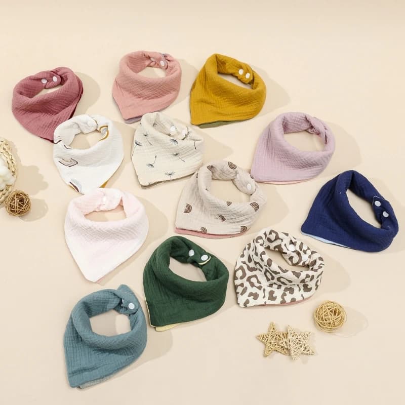 Bavaglini Bandana bavaglino sbavante in mussola per neonato 0-1 anno dentizione per bambini asciugamano lenitivo bavaglino floreale elegante ad alto assorbimento QX2D
