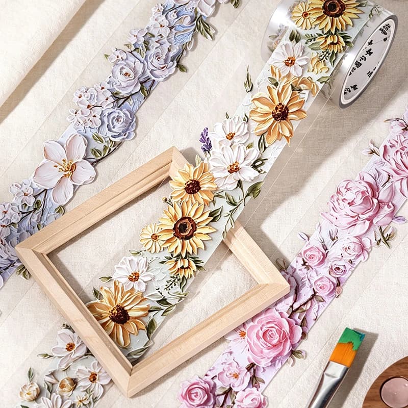 Journal GO 3.5cmx2m Oil Painting Texture Washi Tape Faux Art Texture Decorative Tape for Journaling, Planners, and DIY Crafts