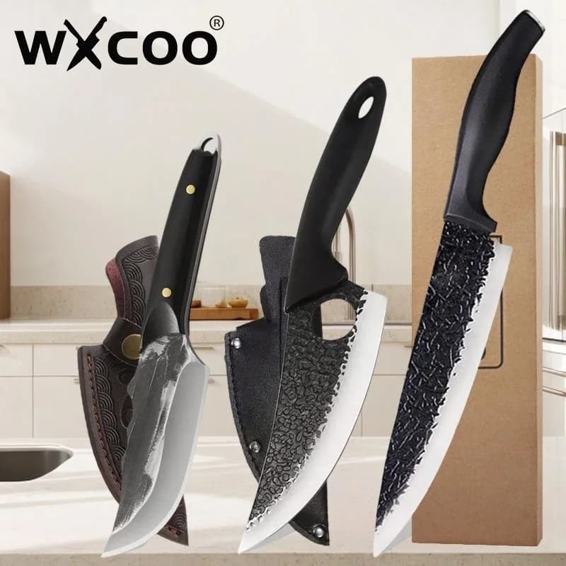 WXCOO Kitchen knife Forged in Hand, Multipurpose knife, Butcher's knife, Chef's knife, Bone knife, Stainless steel fishing knife
