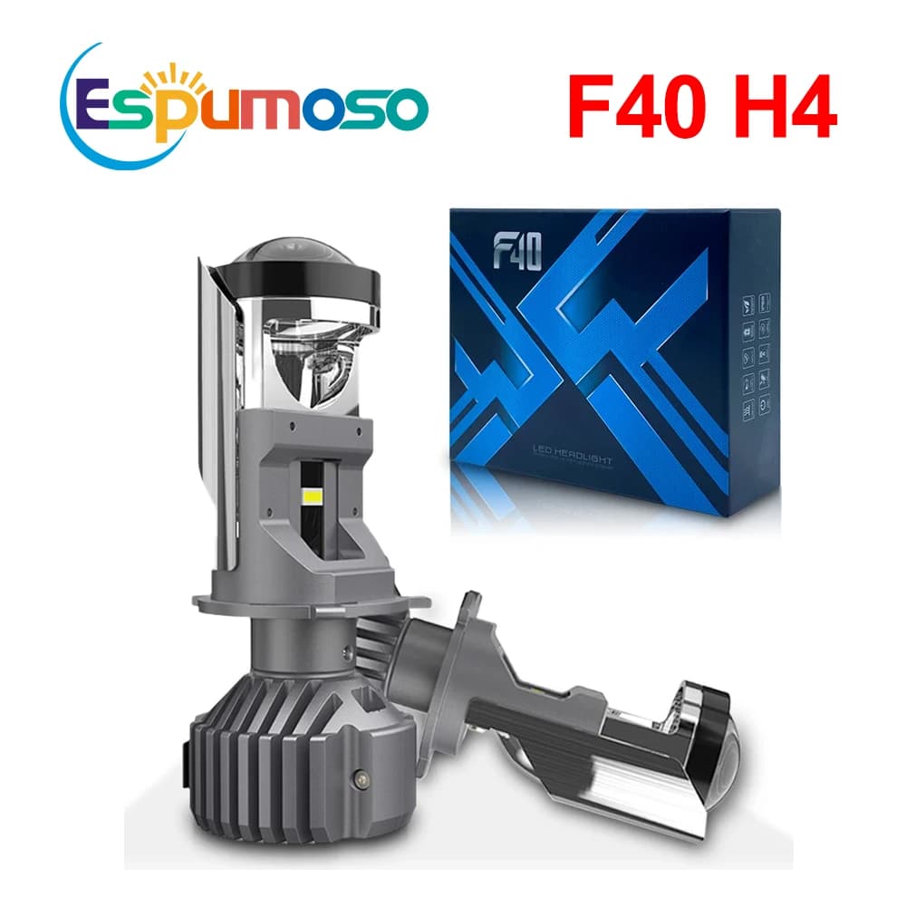 F40 LED H4 110W 30000LM LED Mini H4 Bi-led Lens Projector Lenses For Headlight 9003 HB2 6000K Turbo Fan Car Accessories Retrofit