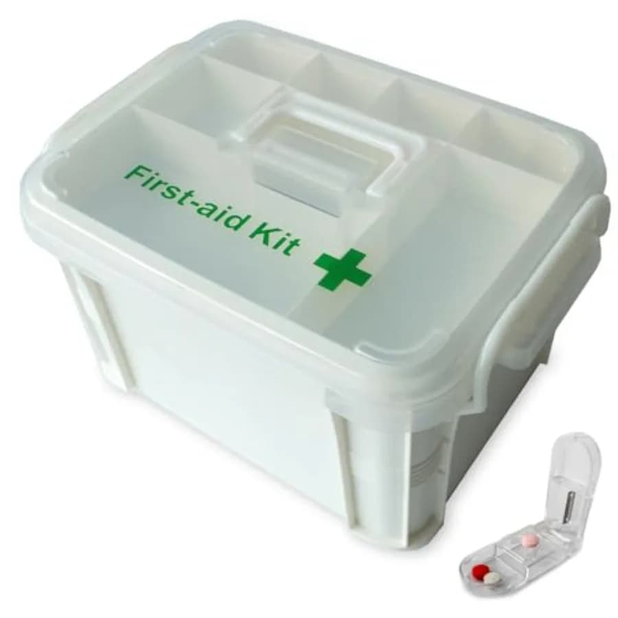 Cassetta Portatile per Pronto Soccorso e Medicinali con Maniglia, Kit di Conservazione Medica in Plastica per Famiglia, Viaggi, Auto, Casa, Campeggio, Ufficio