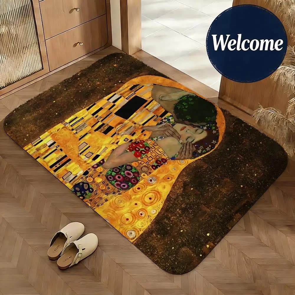 Tappetino morbido in flanella per artisti, tappetino per artisti Klimt, tappetino antiscivolo assorbente, per bagno, camera da letto, decorazione per la casa