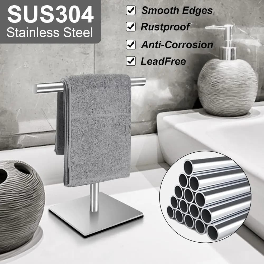 Porta asciugamani da bagno in acciaio inossidabile Porta asciugamani da bagno a forma di T in stile moderno Porta asciugamani da bagno impermeabile mobile Lavanderia