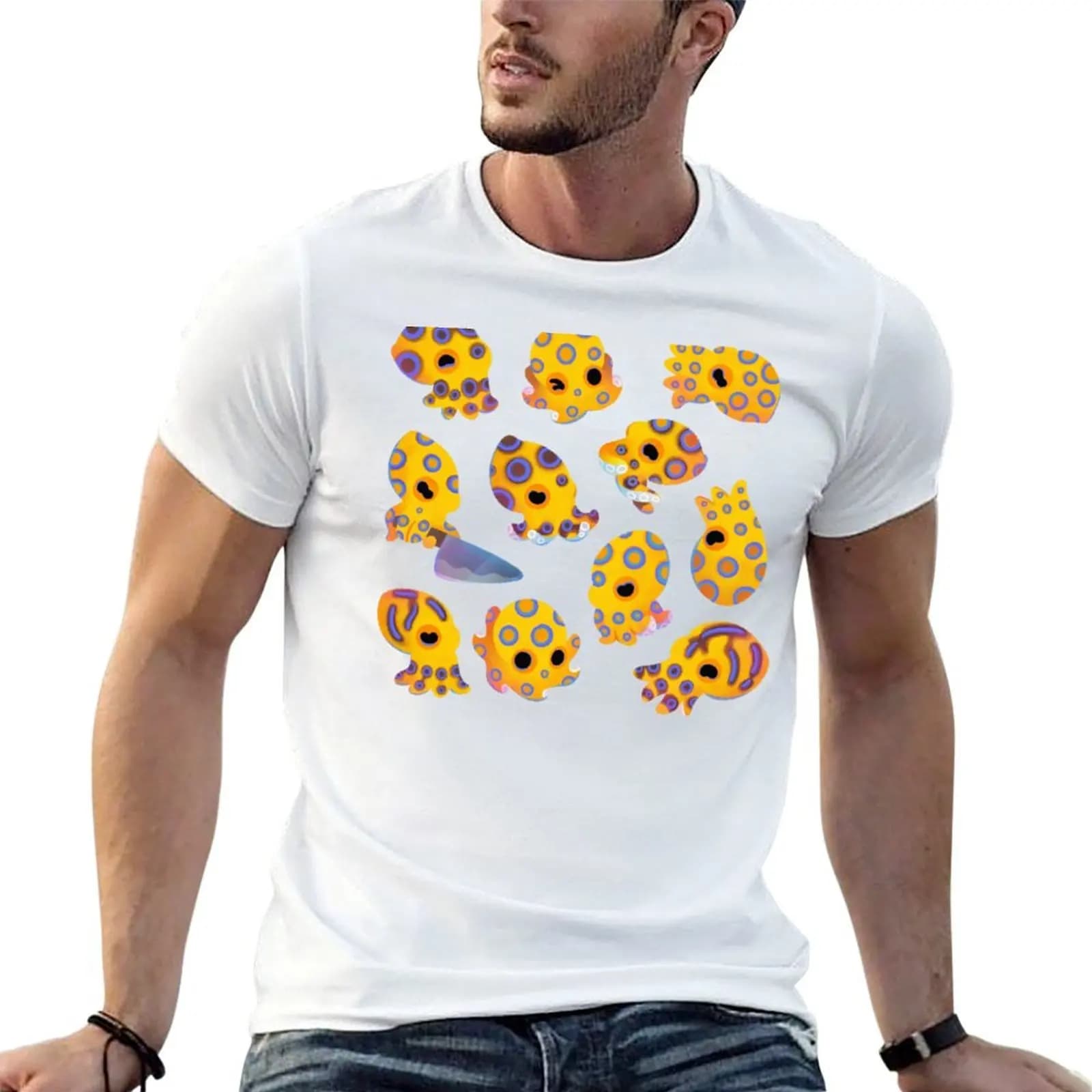 Blue-ringed octopus T-Shirt Summer Holiday Casual Tee