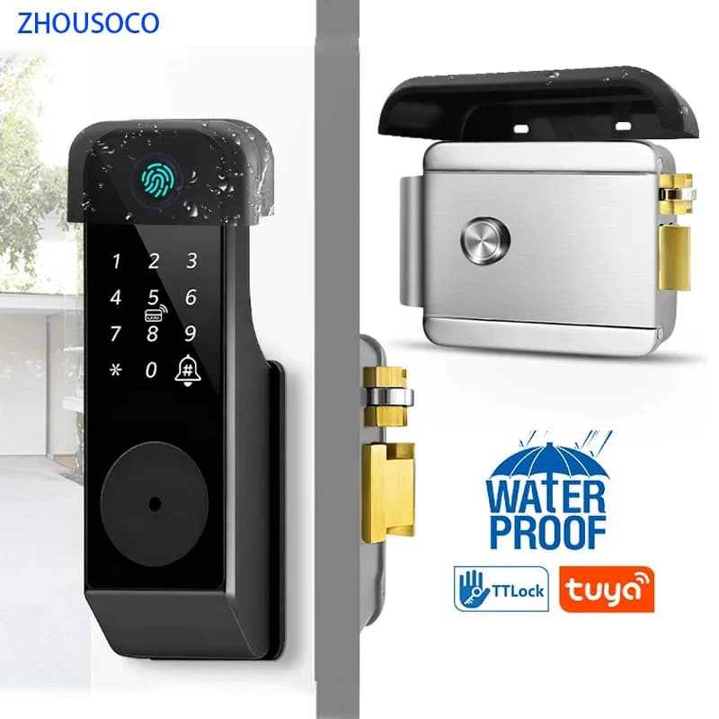 Serratura Intelligente Impermeabile IP65 con Controllo Remoto WiFi Tuya, Bluetooth, Impronta Digitale TTLock, App, Carta, Codice Digitale, Senza Chiave, Elettronica