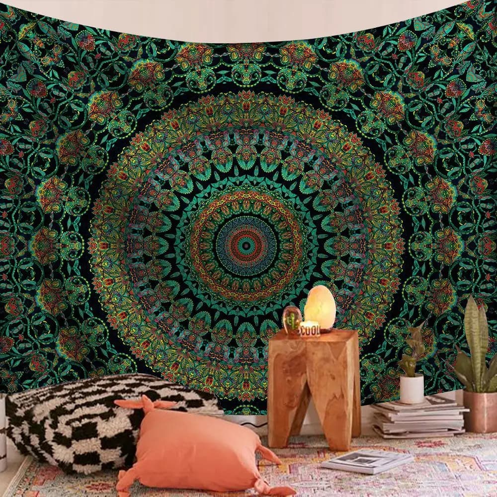 Indian Mandala Wall Hanging Tapestry Psychedelic Bohemian Home Decoration Aesthetic Living Room Background Cloth Beach Yoga Mat