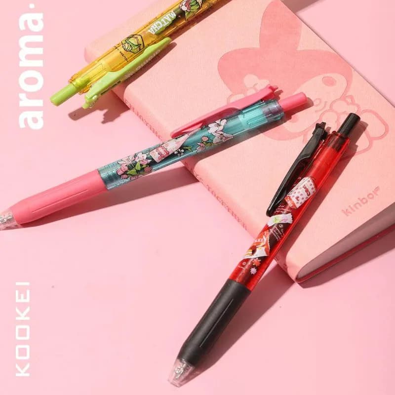 Cute Aesthetic KOOKEI Scented Gel Pen 0.5mm Floral Print Aromatherapy Pens Kawaii School Stationery Girls Journal Writing Gifts