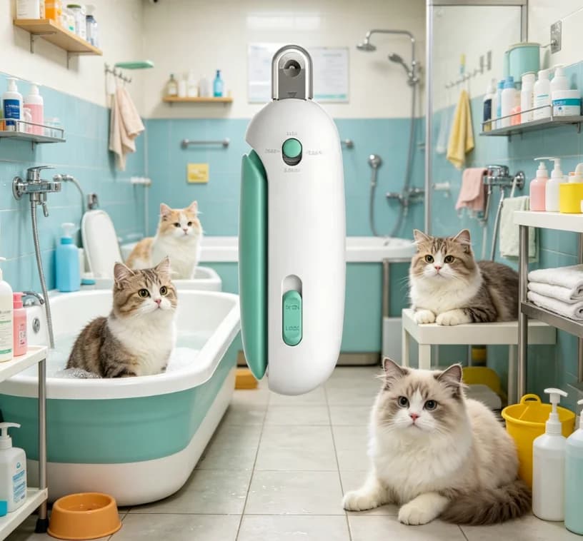 2 In 1 Pet Nail Cutter Polisher, Illuminated Stainless Steel Dog Cat Grooming Nail Tool