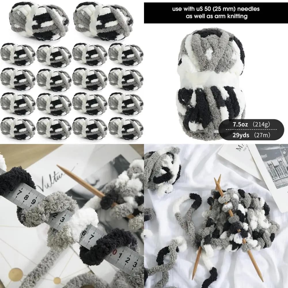 Filato morbido e soffice super volumoso per uncinetto, filato sfocato in peluche tie-dye, confezione da 18 filati grossi giganti, filato spesso di colore misto per Cra