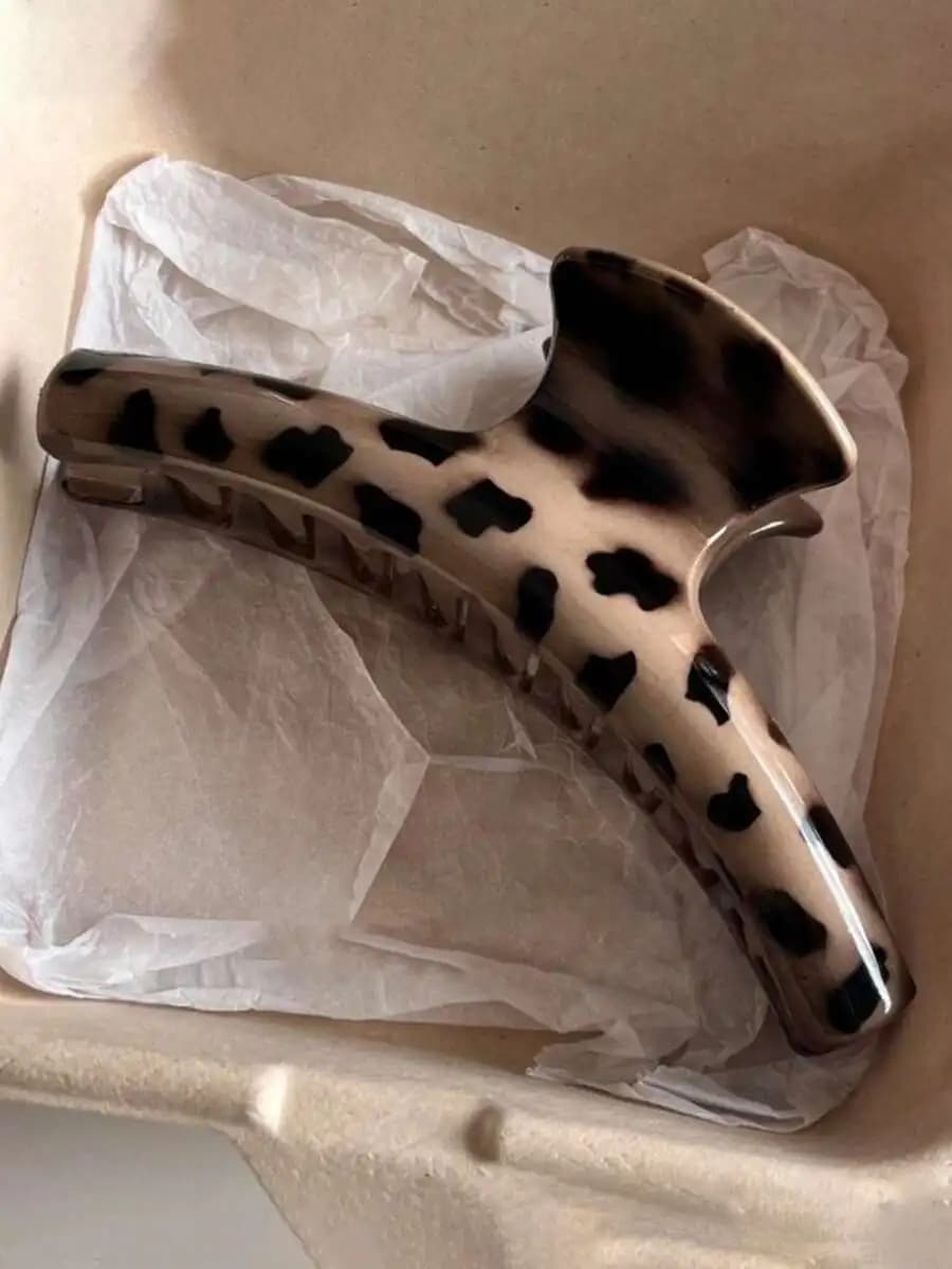 2 fermagli per capelli con stampa leopardata lucida per donna, accessori per capelli in plastica leggera