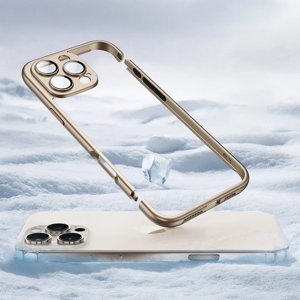 Telaio sottile opaco con custodia protettiva per lenti in vetro per iPhone 16 15 14 13 12 Pro Max Plus copertura paraurti di raffreddamento del pannello posteriore cavo