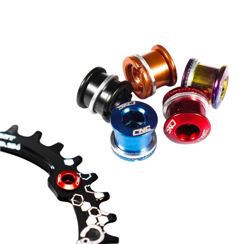 Accessori per biciclette CNC, bulloni per ruote della catena della bici, acciaio, corona singola/doppia MTB bulloni per anello della catena della bici da strada, dadi per bulloni da 5 pezzi