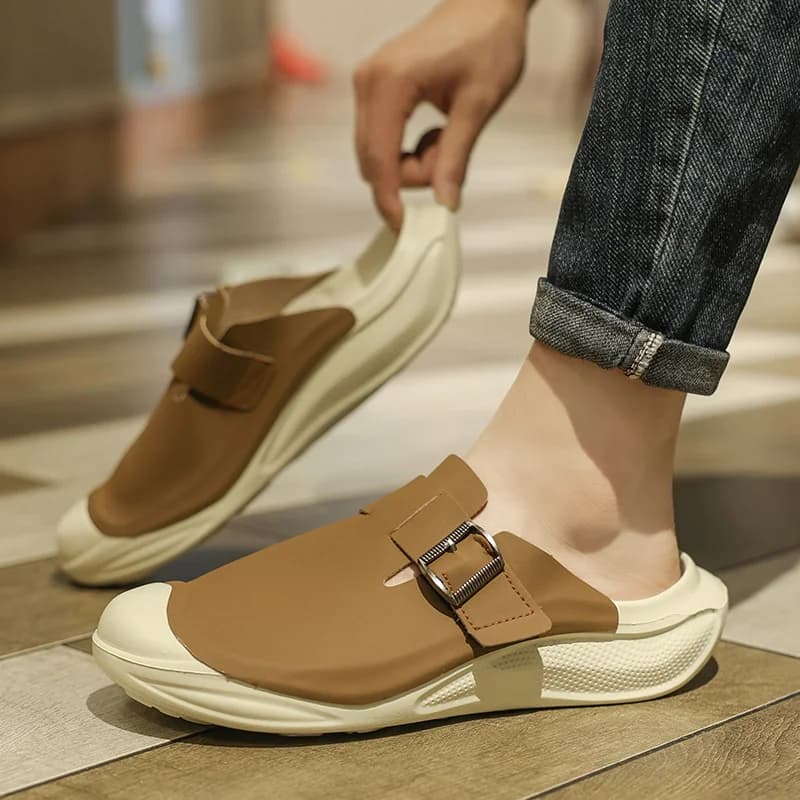 Men's Casual Shoes Non-slip Lazy Shoes Breathable Slip on Flats Outdoor Comfy Boat Footwear Loafers Slippers Half