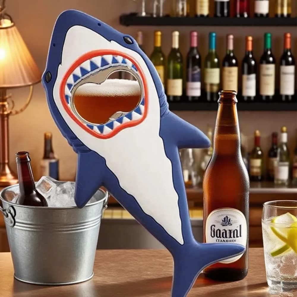 Apribottiglie Magnetico 3D a Forma di Squalo, Adesivi per Frigorifero, Gadget da Cucina Pratico, Divertente Strumento Magnetico da Bar